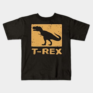 Distressed Retro Orange T-Rex Silhouette Kids T-Shirt